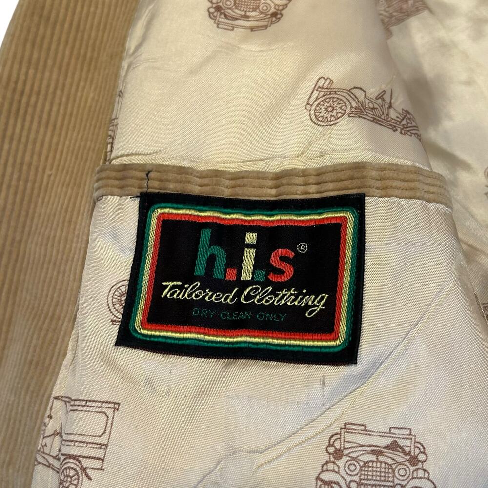 Tan Corduroy Blazer Suede Shoulder Patch 2 Button 44R - Picture 5 of 14